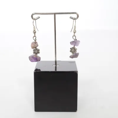 Earrings (Silver, Purple) Unknown metal