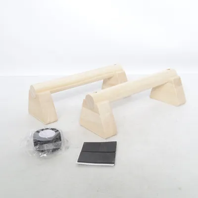 Workout equipment (wooden parallettes, calisthenics bars, push up bars, bodyweight training, home workout equipment, fitness essential, gymnastics bars, strength training tool, portable workout bars, easy to use, durable wood design, strong and stable, perfect for push ups, dips and L-sits, calisthenics training, street workout gear, improves strength and balance, core workout equipment, effective training, minimalist fitness gear, clean design, non slip pads included, safe use, lightweight and compact, easy storage, home gym setup, essential piece, functional training equipment, versatile use, great for beginners and advanced athletes, body control training, mobility and strength, natural wood finish, aesthetic look, must have fitness accessory)