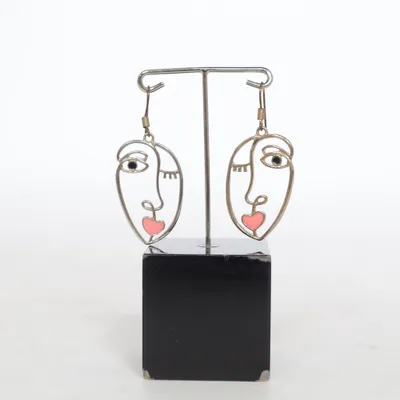 Earrings (Silver, Pink) Unknown metal