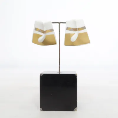 Boucles d'oreilles (Blanc, Or) de Rosenthal Verre