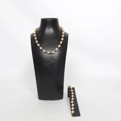 Jewelry set (Beige, Blue, Gold) Unknown metal