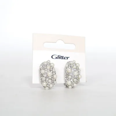 Örhängen (Silverfärgad, Vit) från Glitter Okänd metall