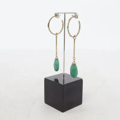 Earrings (Green, Gold) Unknown metal