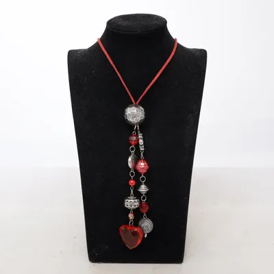 Necklace (Red, Silver) Unknown metal