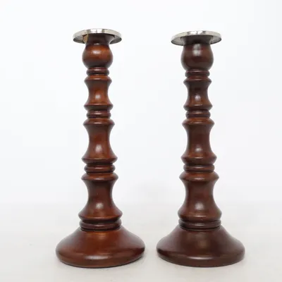 Ljusstake (Brun, Silverfärgad)