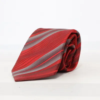 Cravate (Rouge, Gris) de Larusso Soie