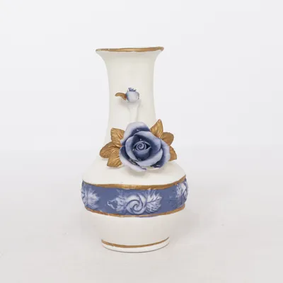 Vase (Hvid, Blå, Guld)