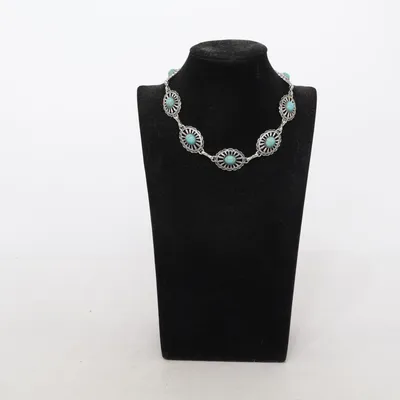 Halsband (Silverfärgad, Turkos) Okänd metall