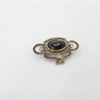 Brooch (Gold, Black) Unknown metal