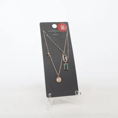 Necklace (Gold, Green) from Accessories by KappAhl Unknown metal
