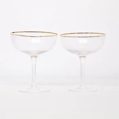 Coupe glass (Transparent, Gold)