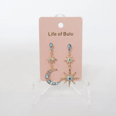 Earrings (Gold, Blue) Unknown metal