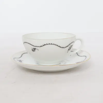 Tasse à café (Blanc, Noir, Or) de Karlskrona Porslinsfabrik