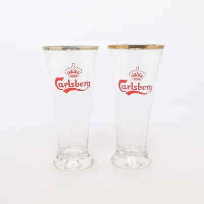 Ölglas (Transparent, Röd, Guldfärgad) från Carlsberg