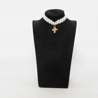 Choker (White, Gold) Leather