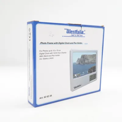Digital photo frame (Bilderrahmen Mit Digitaluhr Und Stiftständer) from Westfalia