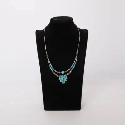 Halsband (Silverfärgad, Turkos) Okänd metall
