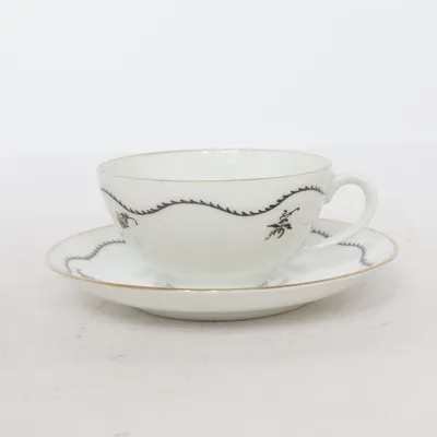 Tasse à café (Blanc, Noir, Or) de Karlskrona Porslinsfabrik