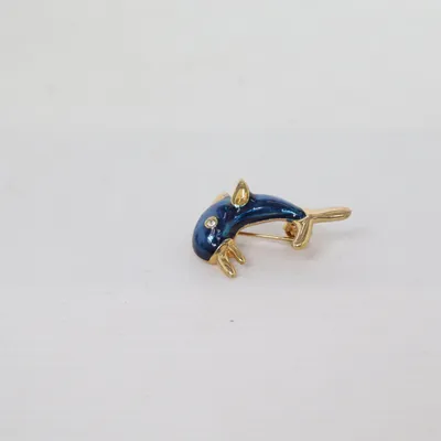 Broche (Bleu, Or) Métal inconnu
