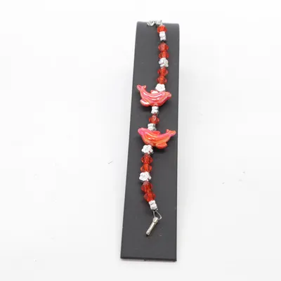 Armband (Rood, Zilver) Onbekend materiaal