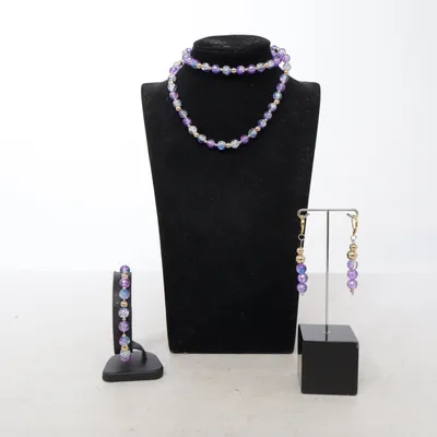 Smyckesset (Lila, Guldfärgad) Okänd metall