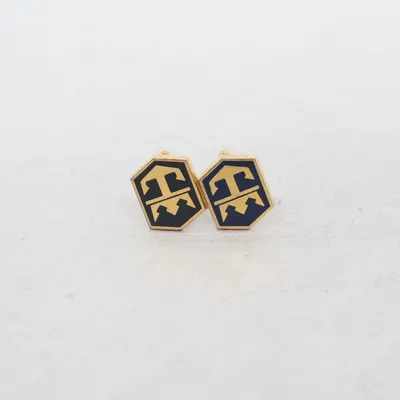 Manchetknopen (Goud, Blauw) Onbekend materiaal
