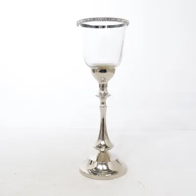 Ljusstake (Transparent, Silverfärgad)
