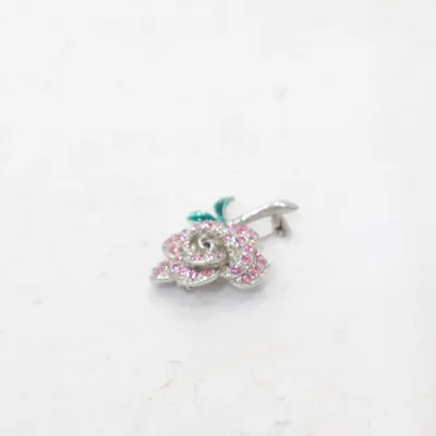 Brosch (Rosa, Grön, Silverfärgad) Okänd metall