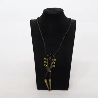 Necklace (Black, Gold) from Fashion Jewelry Leather, Unknown metal