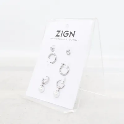Boucles d'oreilles (Argent, Blanc) de Zign Métal inconnu