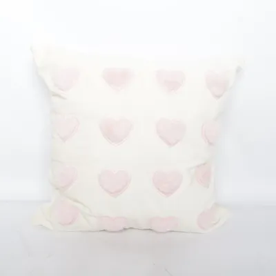 Coussin décoratif (Blanc, Rose) Polyester