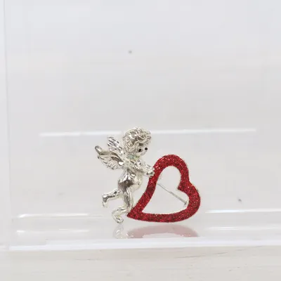 Broche (Zilver, Rood) Onbekend materiaal
