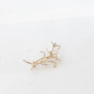Brooch (Gold, White) Unknown metal