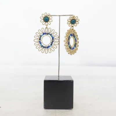 Oorbellen (Goud, Blauw) Onbekend materiaal