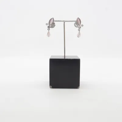 Earrings (Silver, Pink) Unknown metal