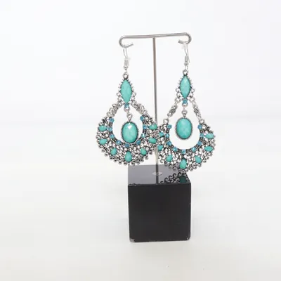 Earrings (Turquoise, Silver) Unknown metal