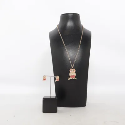 Smyckesset (Guldfärgad, Röd) Okänd metall