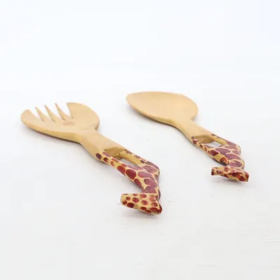 Salad servers (Beige, Red)