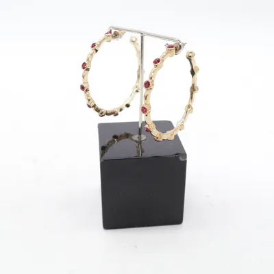 Earrings (Gold, Red) Unknown metal