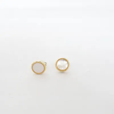 Manchetknapper (Guld, Hvid) Ukendt metal