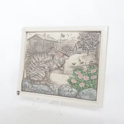 Décoration murale 3D (keramik tavla keramikplatta Staffan Johnson Katt) de JIE Gantofta