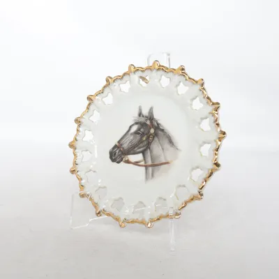 Väggtallrik (Vit, Guldfärgad)