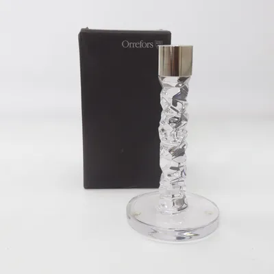 Ljusstake (Transparent, Silverfärgad) från Orrefors Sweden