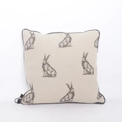 Cushion (Beige, Black) from Ateljé Cotton, Feather