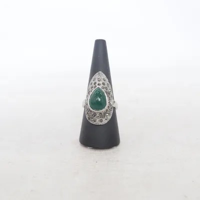 Ring (Grön, Silverfärgad) Okänd metall