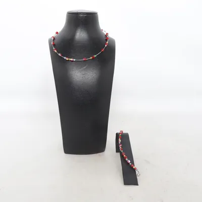 Smyckesset (Röd, Flerfärgad) Okänd metall