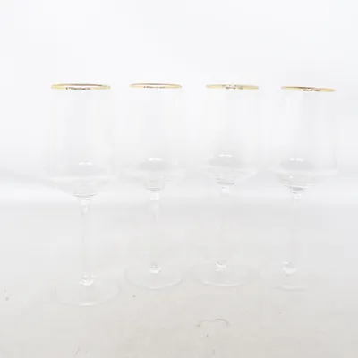 Vinglas (Transparent, Guldfärgad)