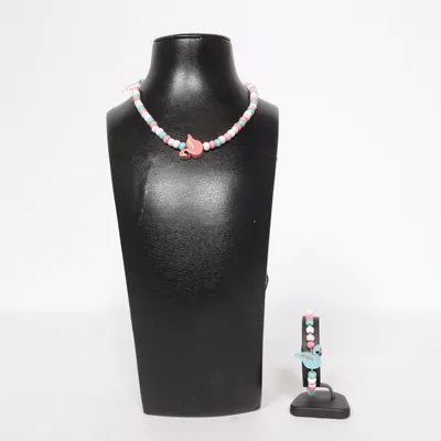 Sieradenset (Roze, Turquoise, Wit) Hout