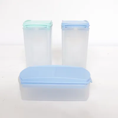 Burk (Blå, Transparent, Grön) från Tupperware