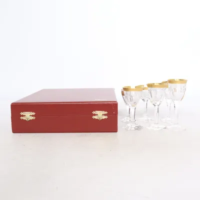 Serveringsset (Transparent, Guldfärgad) från Moser
